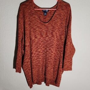 Venezia Sweater Womens Size 26 /28 pink maroon all over print v neck